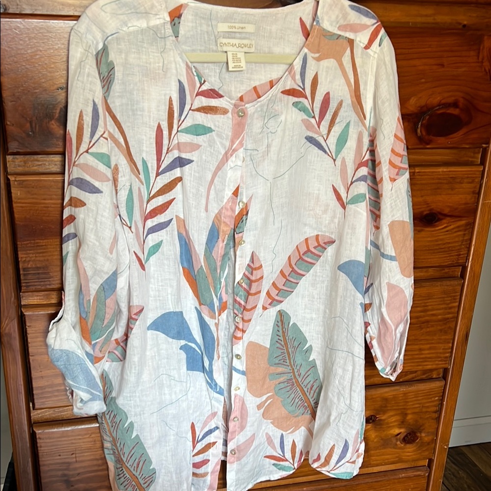 Cynthia Rowley Multicolor Leaf Print Blouse
